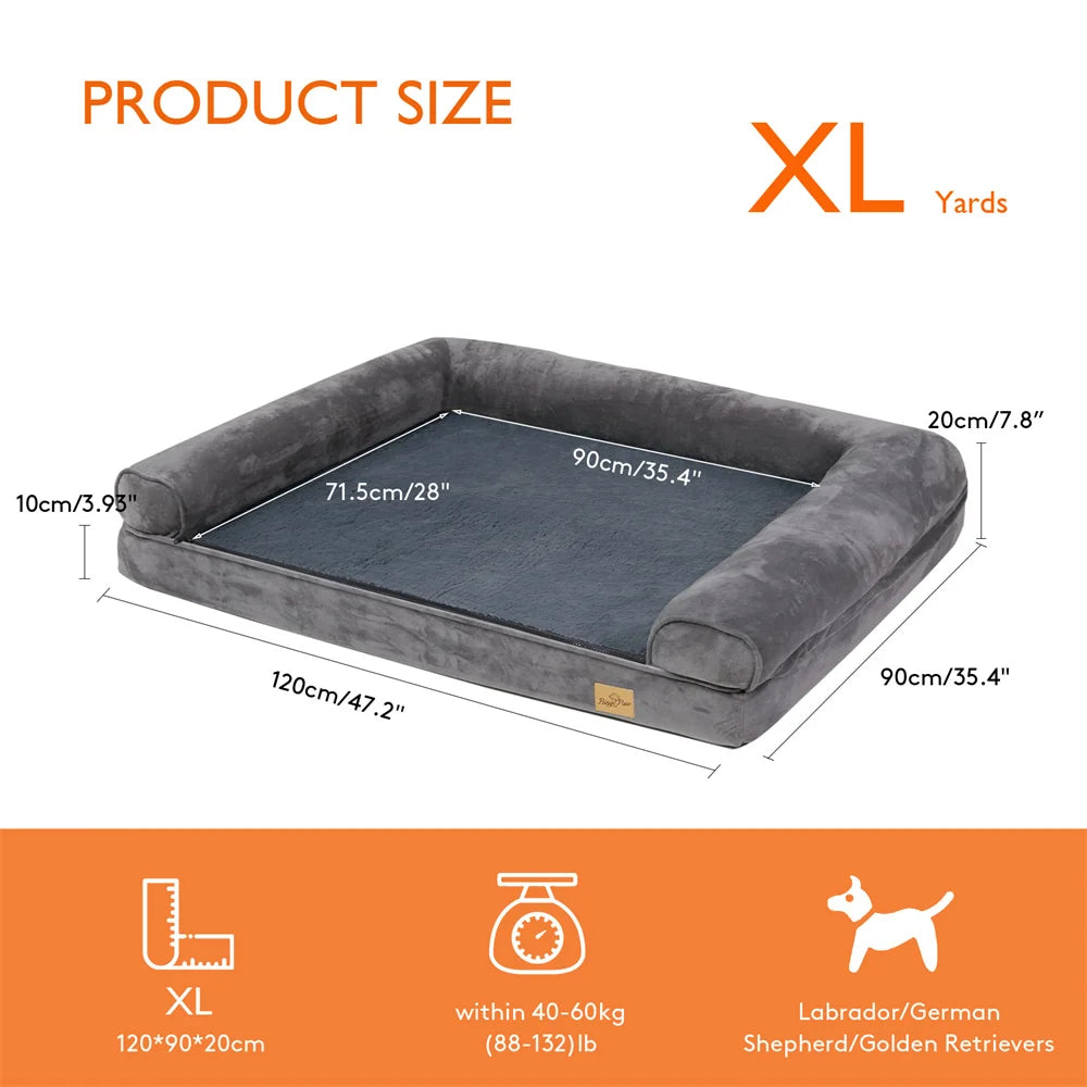 Borwart Orthopedic Dog Bed With Memory Foam Waterproof Removable Cover