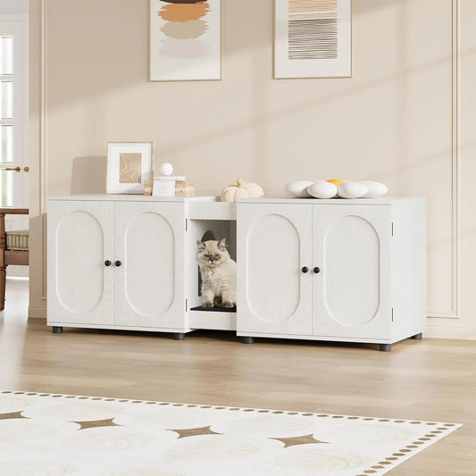 Studyset Double Litter Box Enclosure Furniture With Rattan Doors