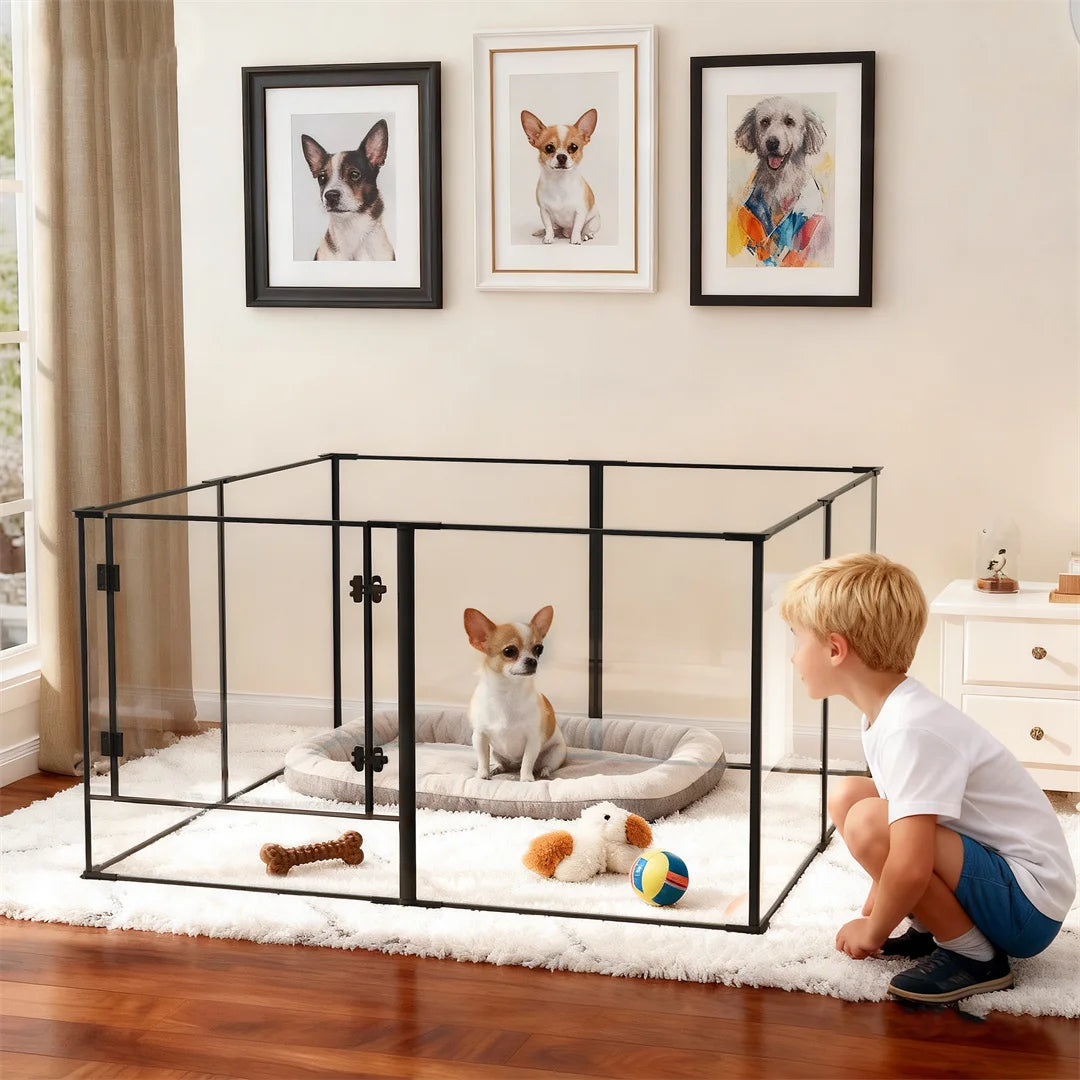 Bingopaw 8 Panel Clear Acrylic Dog Playpen Exercise Fence