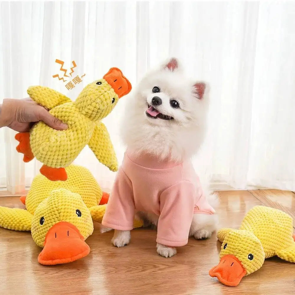 Squeaky Plush Duck Dog Chew Toy Teeth Grinding Durable Companion