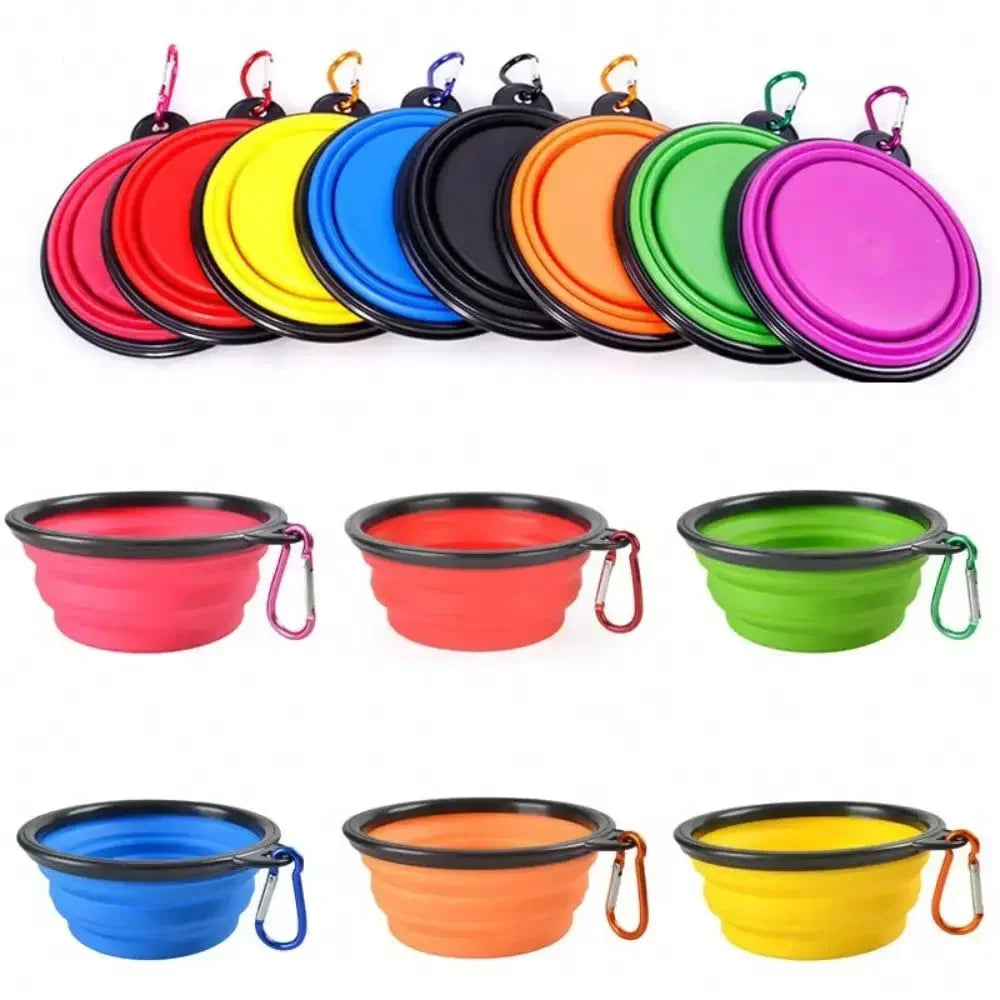 Portable Collapsible Pet Dining Bowl With Carabiner