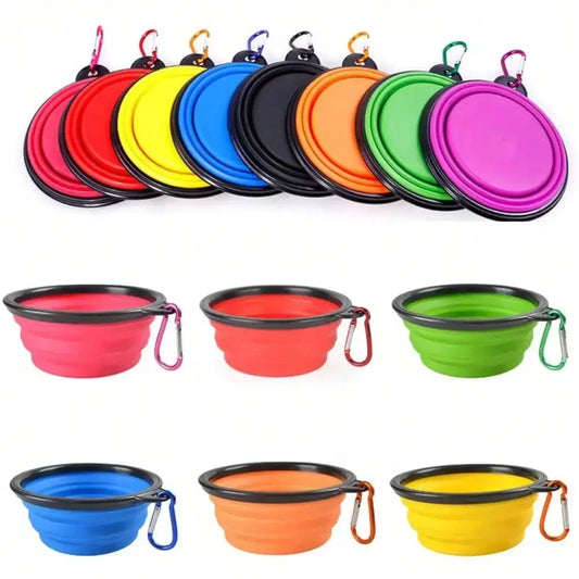 Portable Collapsible Pet Dining Bowl With Carabiner