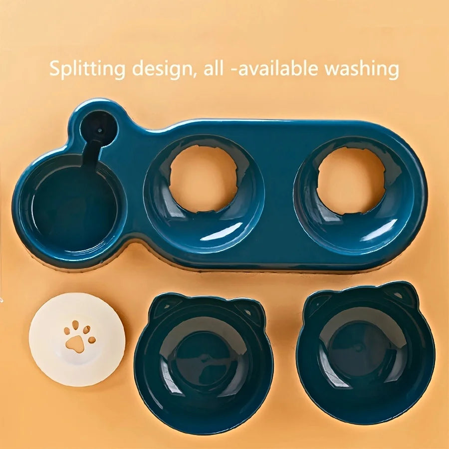 Gravity Pet Food And Water Bowl Set For Neck Protection