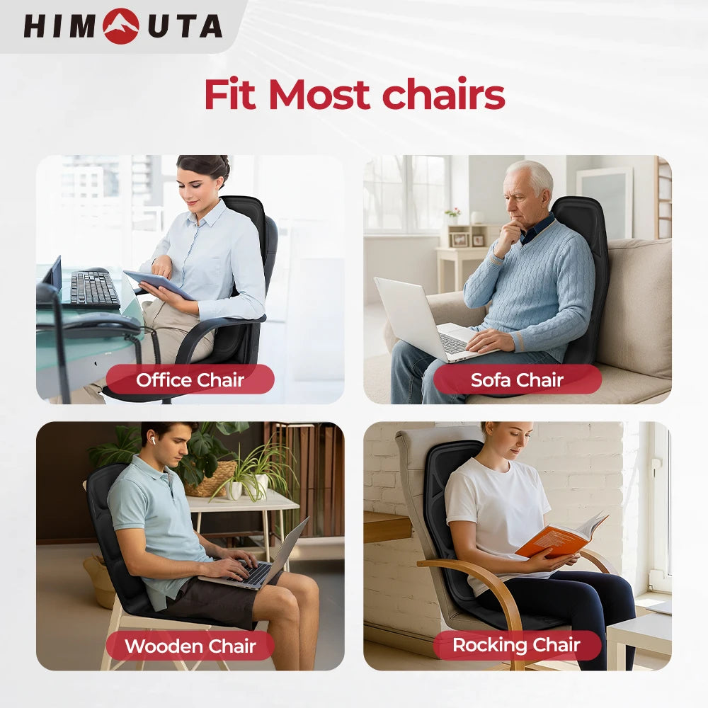Himouta Heated Vibrating Back Massager Cushion For Lumbar And Neck