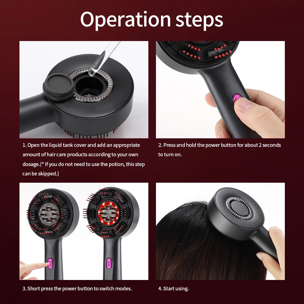 PASTSKY Electric Red Light Scalp Massage Comb And Oil Applicator