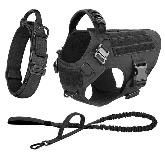 Adjustable Tactical Dog Harness And Leash Set For Medium Dogs