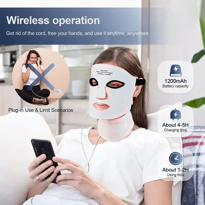 Foreverlily Silicone LED Mask for Face and Neck Infrared Therapy