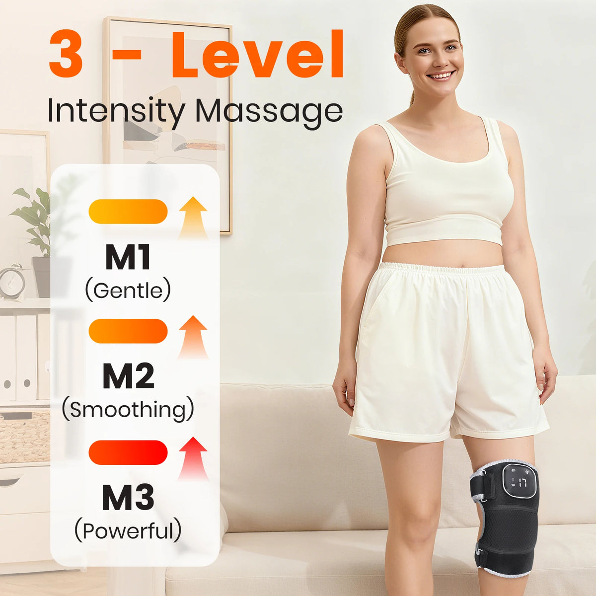 Cordless Heated Vibration Knee Massager With Thermal Pain Relief