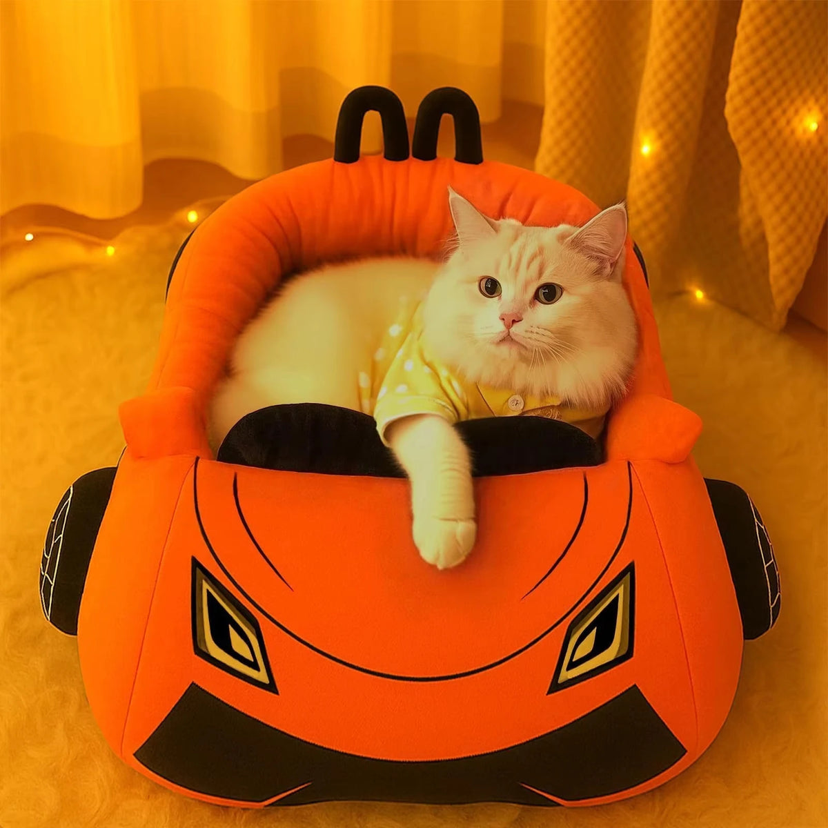 CWV Supercar Coral Fleece Cat Bed With Pillow For Pets