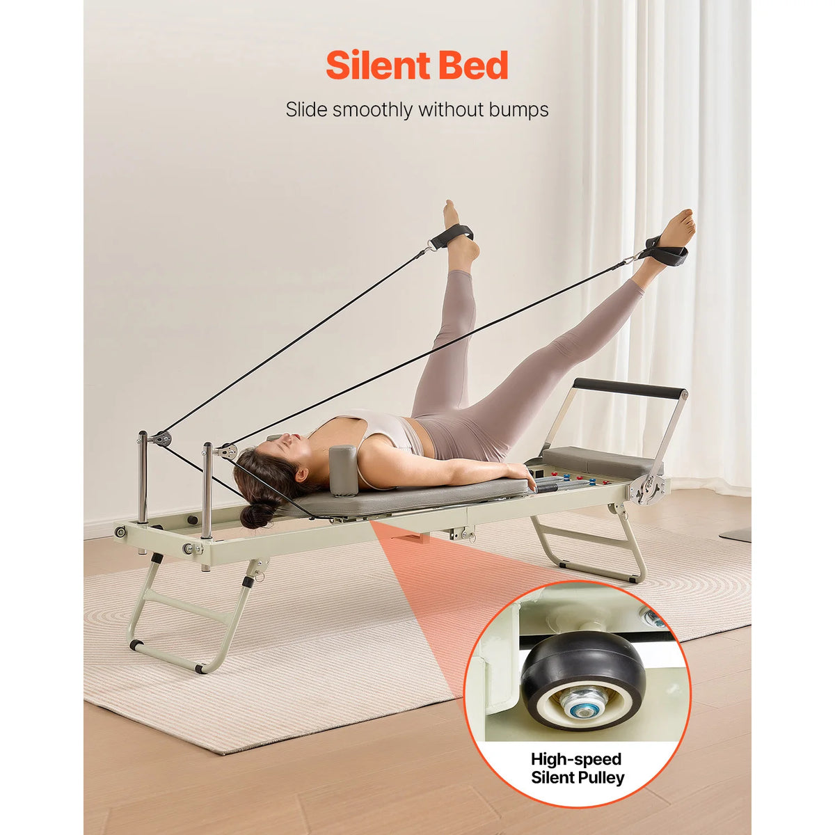SucceBuy Foldable Pilates Reformer Machine With Dual Resistance
