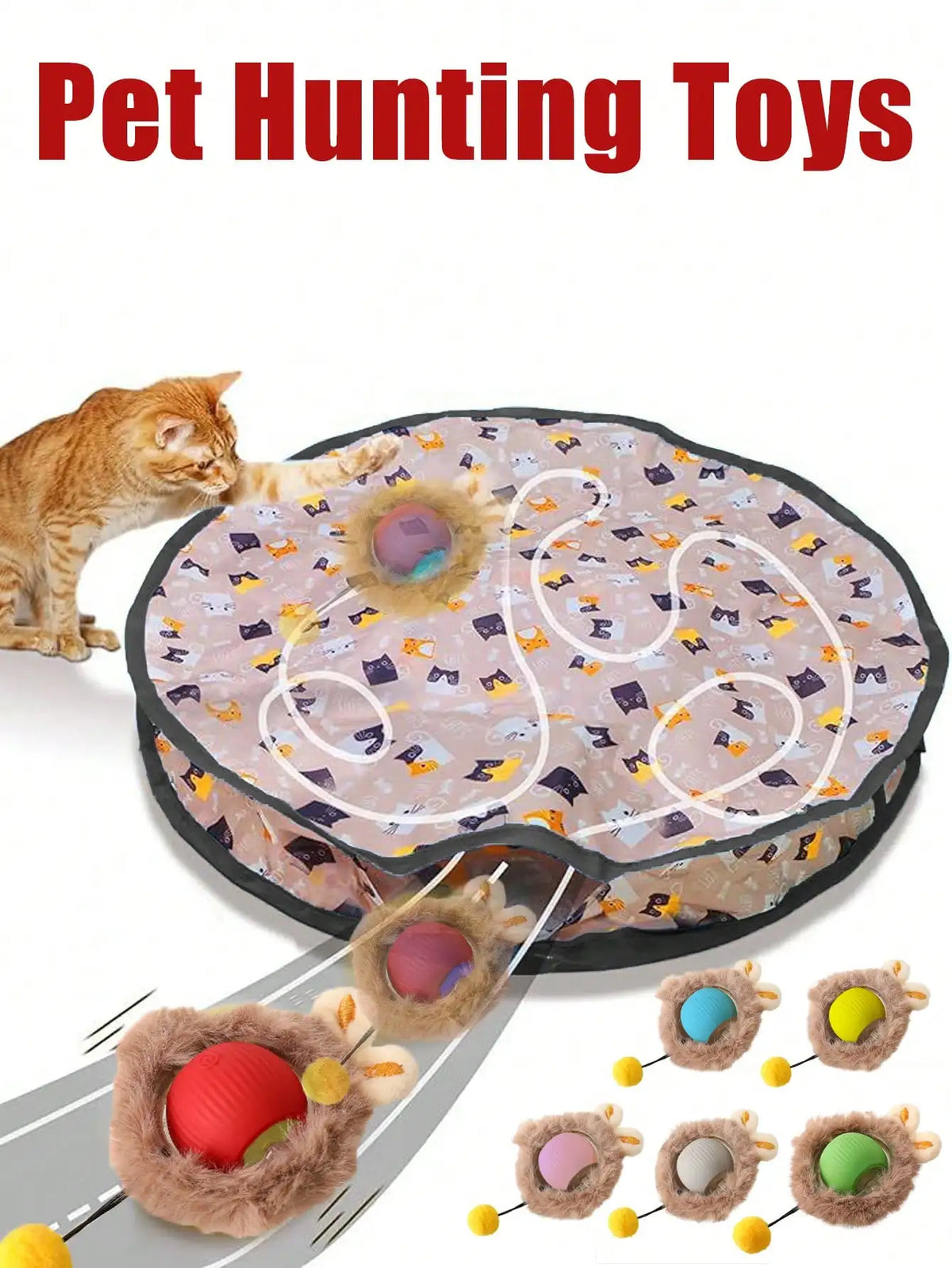Electric Cat Ball Toy USB Rechargeable Light Hunting Pet Kitten