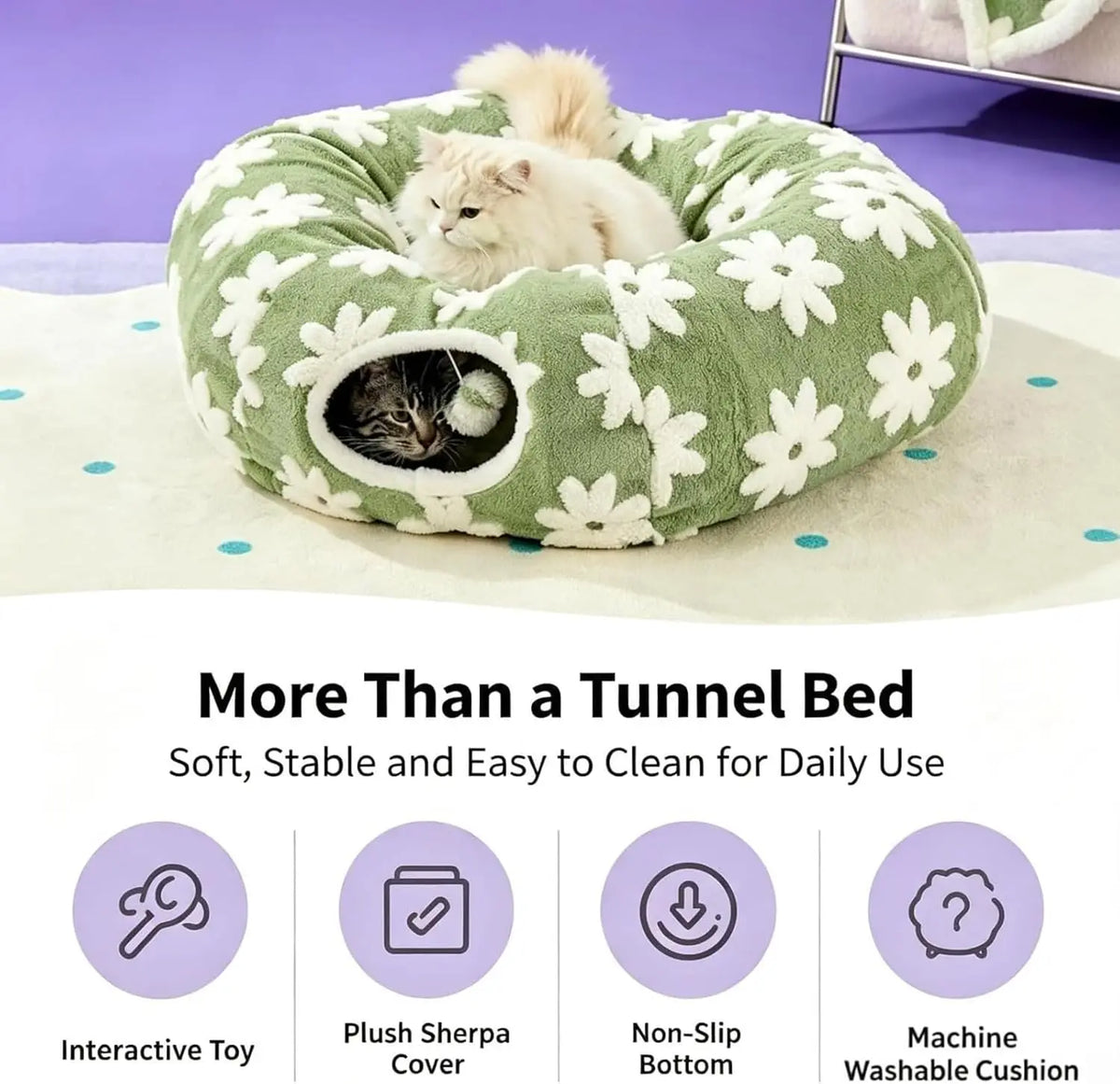 Plush Foldable Flower Tunnel Bed for Dachshunds and Small Dogs