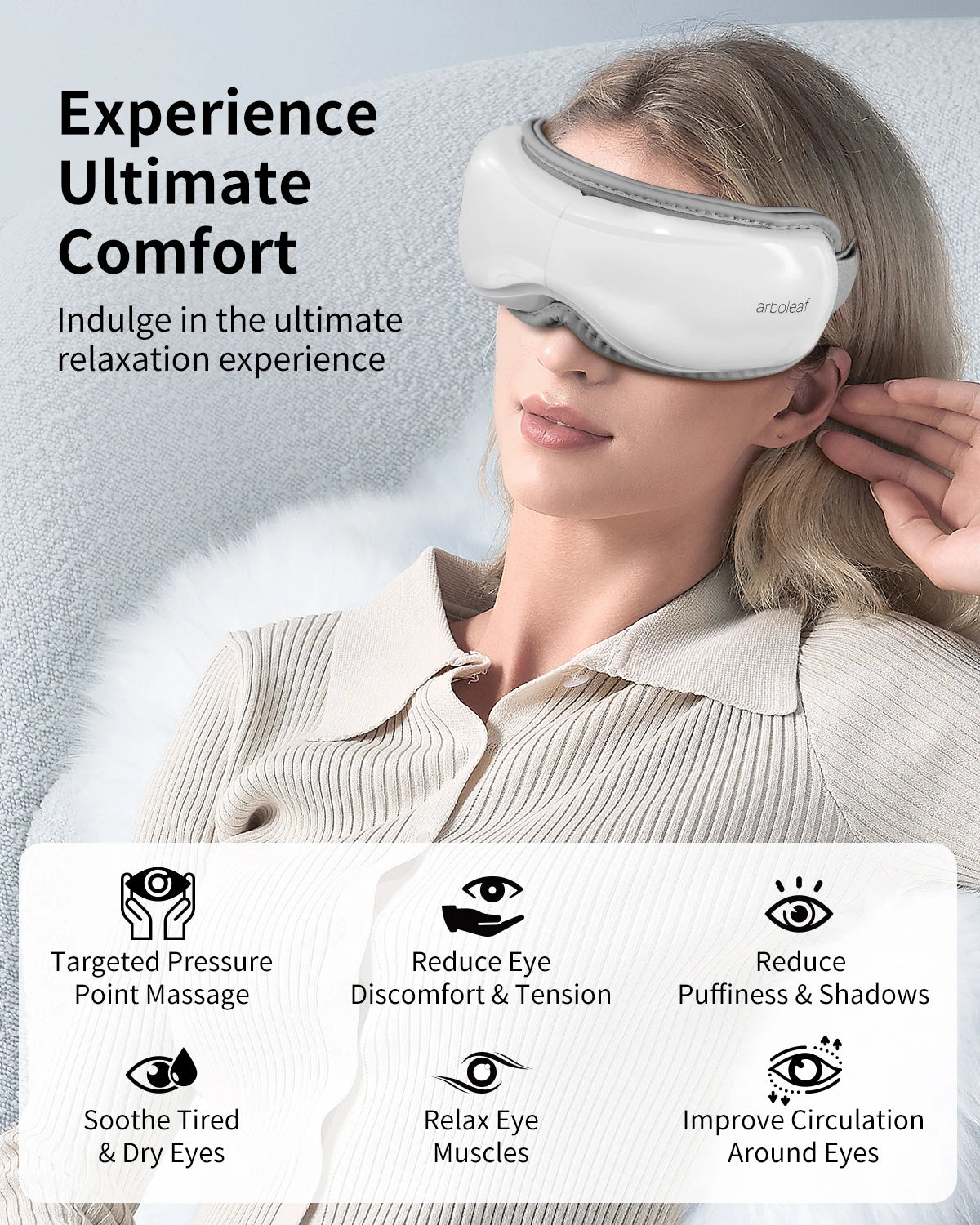 Portable Heated Eye Massager With Compression And Bluetooth Music