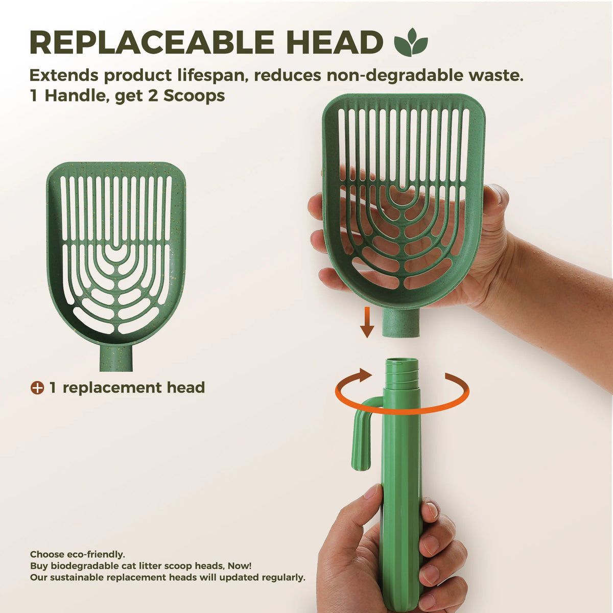 Cactus Cat Litter Scooper With Holder And Two Replaceable Scoops