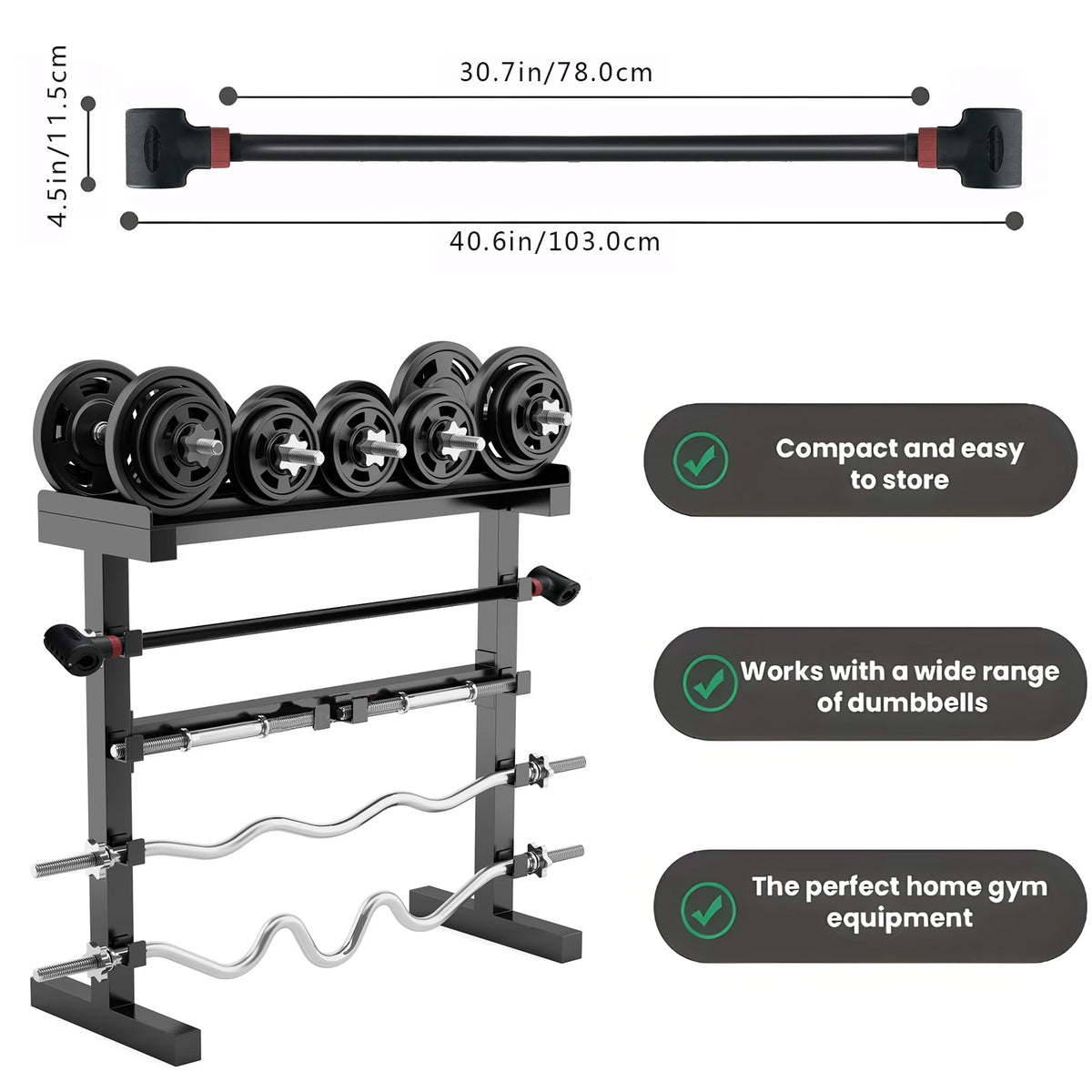 MARSAFIT Adjustable Dumbbell Converter Barbell and Kettlebell Set for Home Fitness