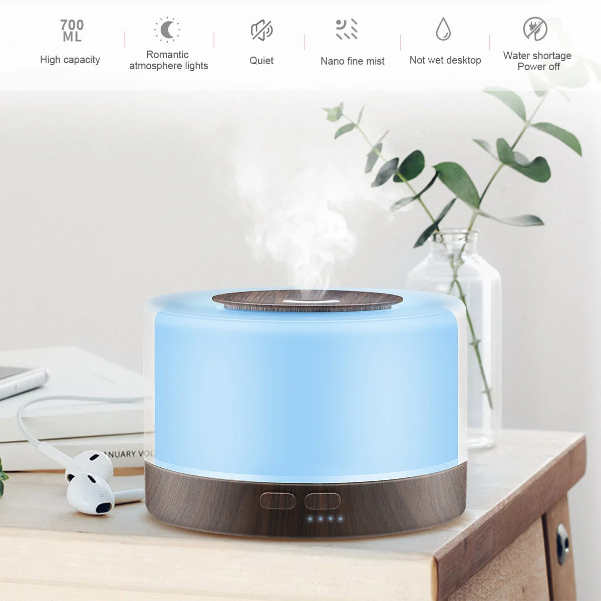 Ultrasonic Cool Mist Essential Oil Diffuser For Home Aromatherapy