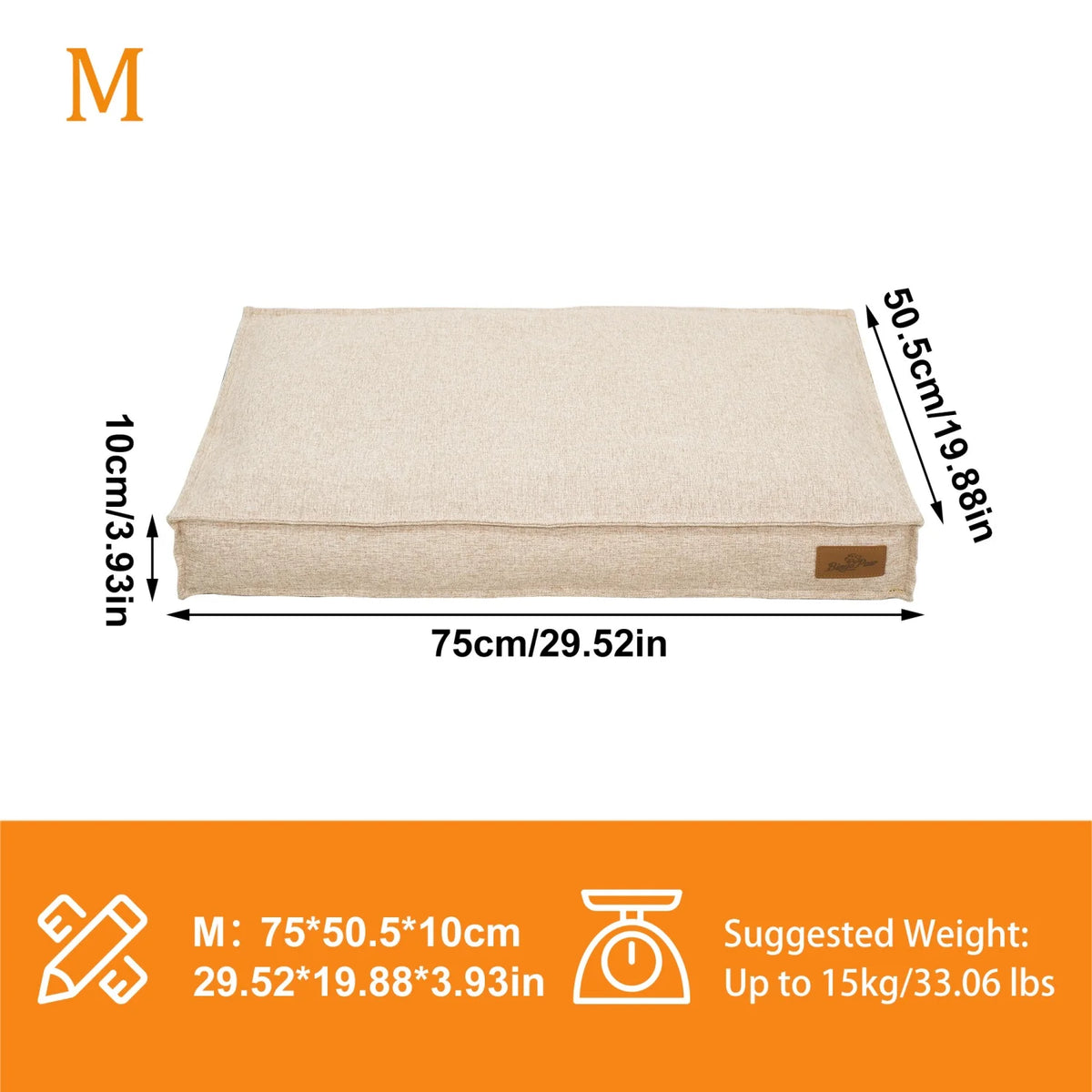 Bingopaw Waterproof Cotton Dog Bed With Rectangular Foam Base