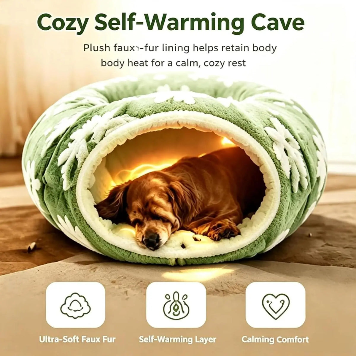 Plush Foldable Flower Tunnel Bed for Dachshunds and Small Dogs