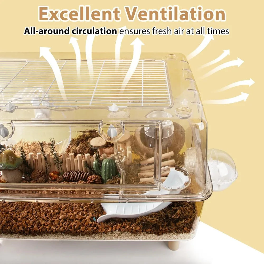 Crystal Clear Acrylic Hamster Cage With Stand Starter Kit