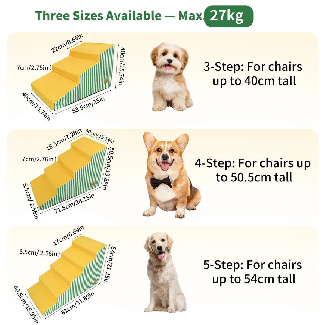 Foam Dog Stairs With Gentle Slope And Washable Cover