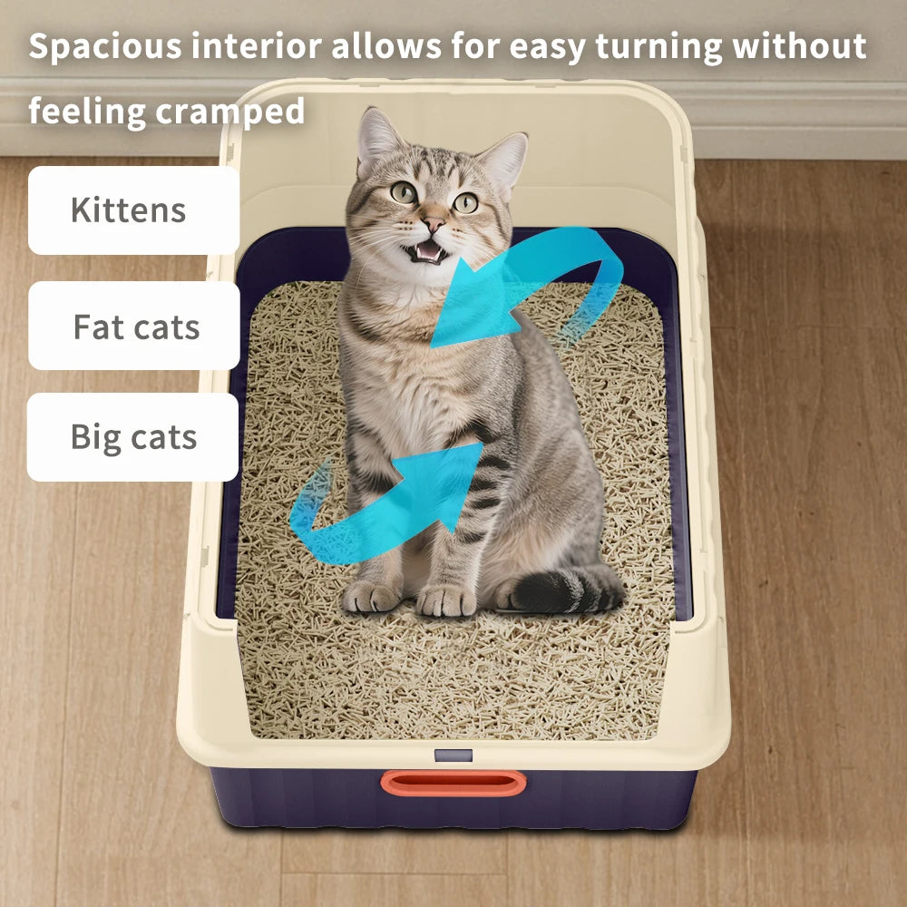 Covered Cat Litter Box With Pull Out Drawer And Scoop