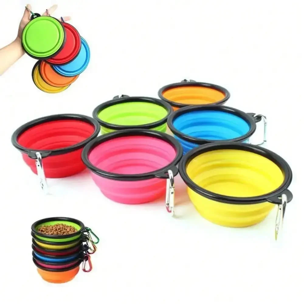 Portable Collapsible Pet Dining Bowl With Carabiner