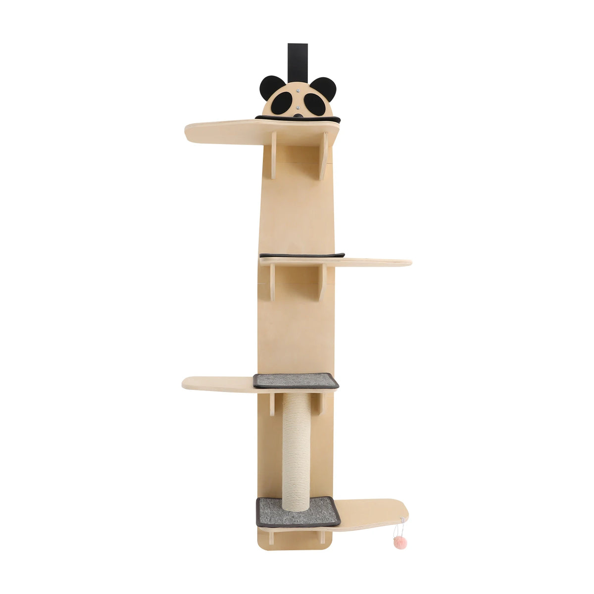 Solid Wood Panda Cat Door Hanger Four Tier Climbing Toy