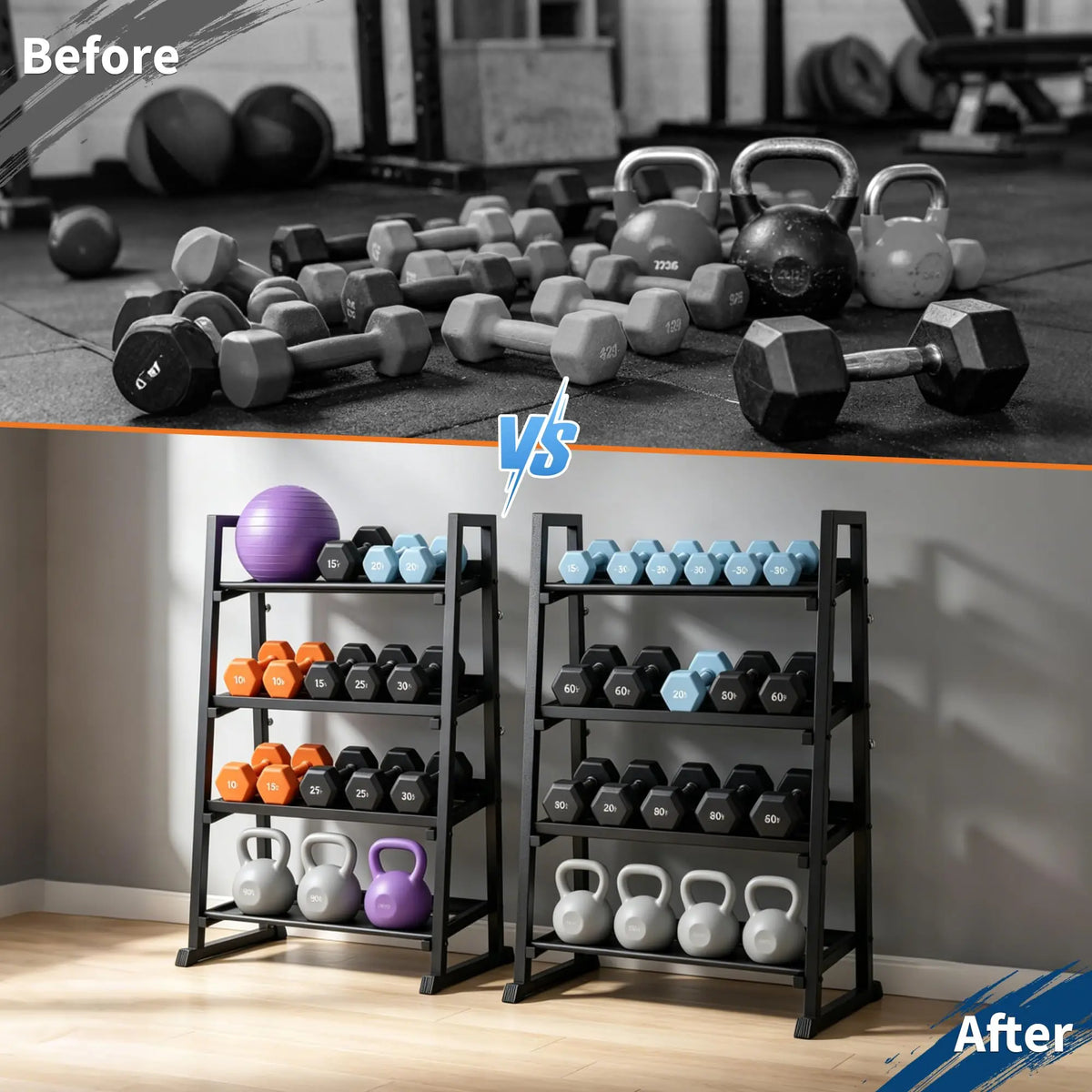 HiMiss Reinforced Dumbbell Rack For Home Gym Weight Storage