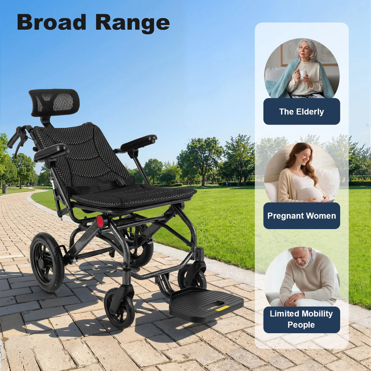 Foldable Reclining Wheelchair AC976 With 90 To 175 Degree Backrest