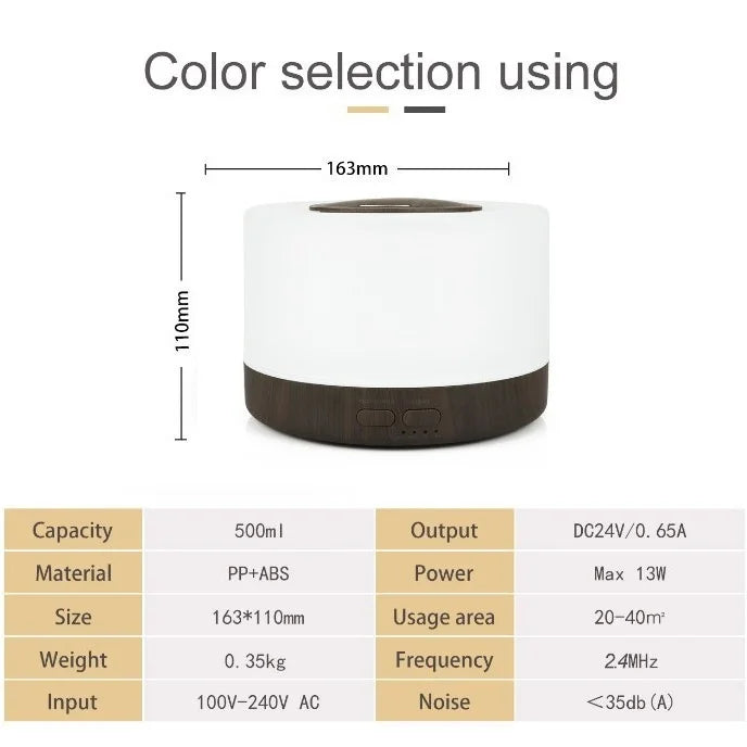 Ultrasonic Cool Mist Essential Oil Diffuser For Home Aromatherapy
