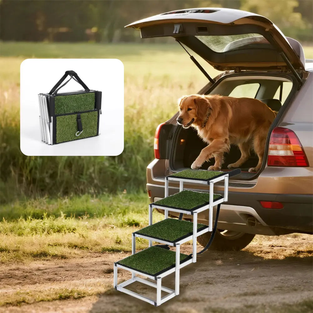 Dog Car Stair 4 Step Folding Aluminum 250 Lbs Capacity