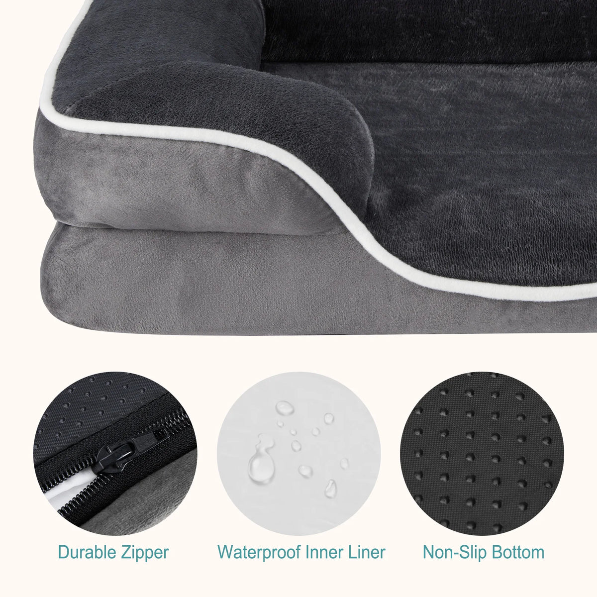MCQ Large Memory Foam Dog Bed With Machine Washable Cover