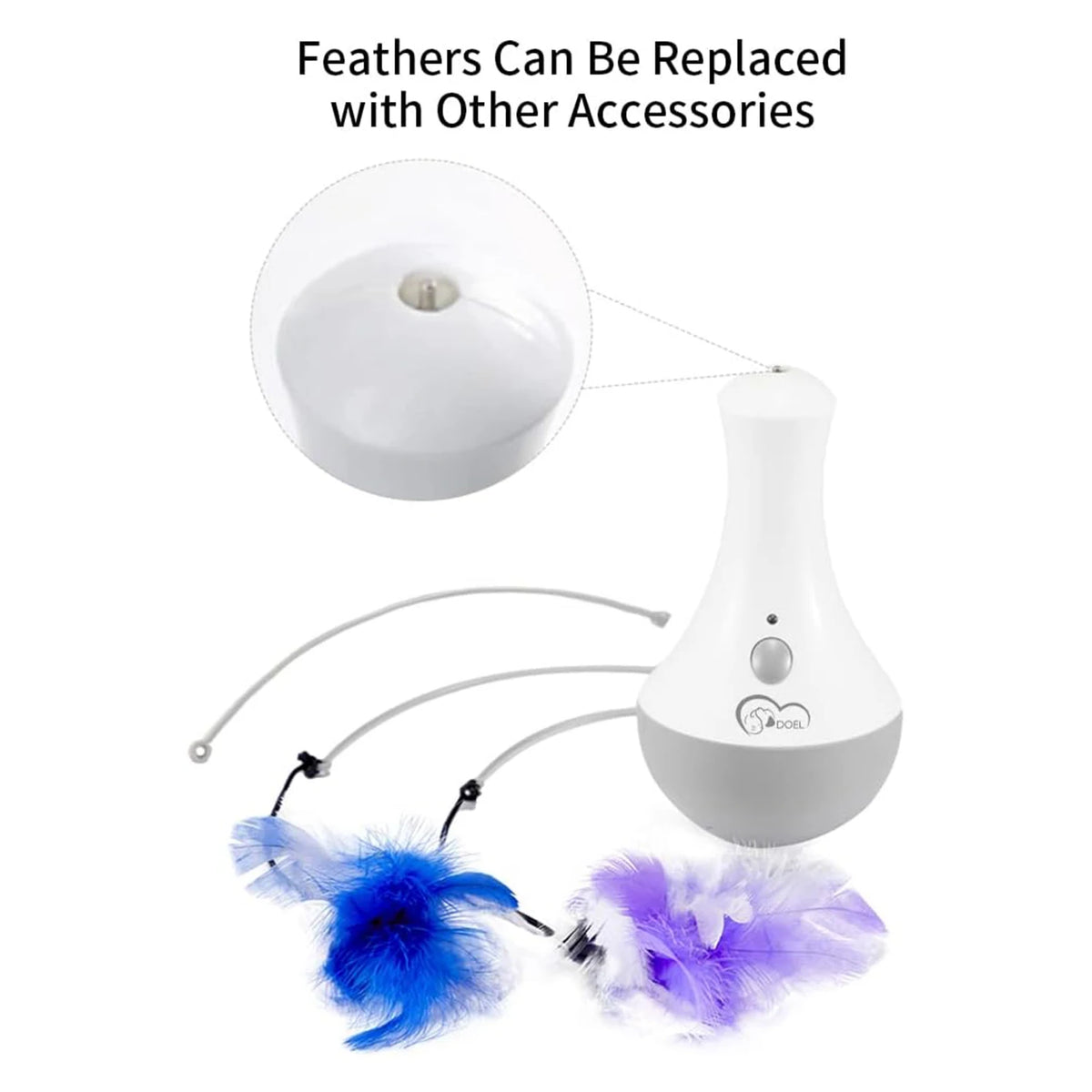 Cat Interactive Feather Teaser Toy For Indoor Play 360 Rotation